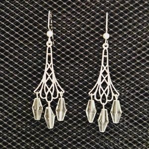 Silver and clear glass crystal chandelier earrings